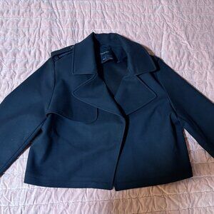 Banana Republic Black Cropped Trench Coat (Large)